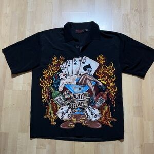 Men's Black Graphic Card Game Shirt